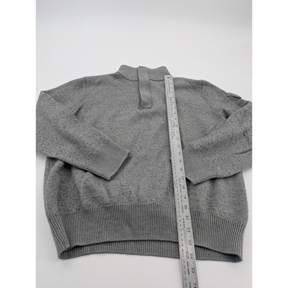 Banana Republic Mock Neck Sweater Mens XL Grey Italian Wool Military Epaulets - Picture 3 of 10